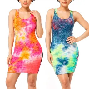 Women's Bodycon Dress Tie-Dye Honeycomb Jacquard Tank Top Sleeveless Dress