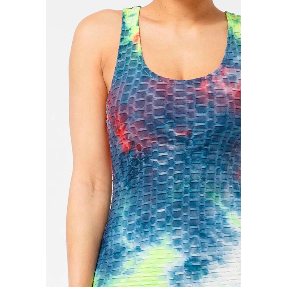 Women's Bodycon Dress Tie-Dye Honeycomb Jacquard Tank Top Sleeveless Dress